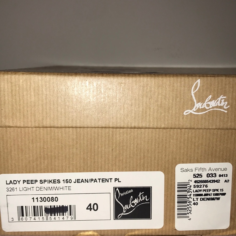 Louboutin Lady Peep Spikes Jean/Patent Pl - Picture 10 of 10